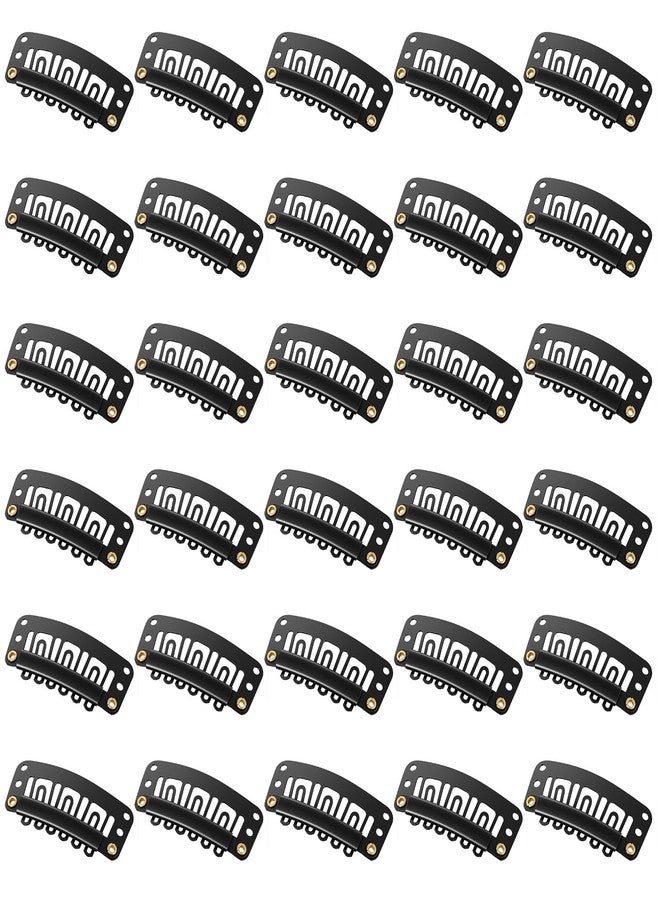 Thrymme 30Pcs Clips for Hair Extensions, Black 1.26in 6-Teeth U-Shape Wig Clips to Secure Wig for Women Wigs Hair Extension, Perfect for Clip-in Extensions - Image 1
